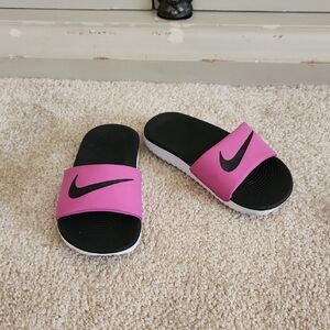 Nike Black and Pink Slide Girls Sandals Size US 11/ EU 28